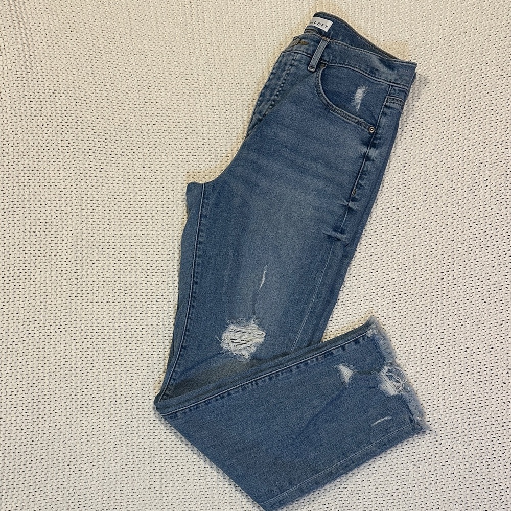 LOFT High Waist Straight Crop Jeans